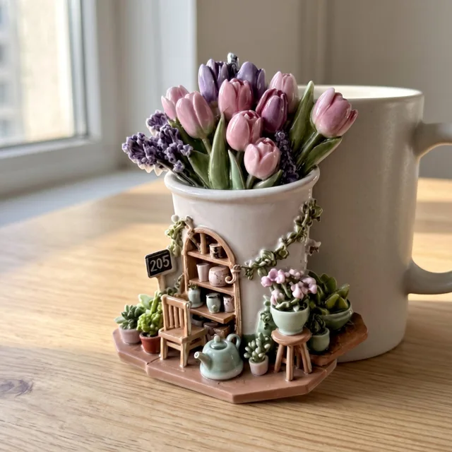Resin Flower Shop Fridge Magnet, 3D Floral Miniature Decor — product photo 7