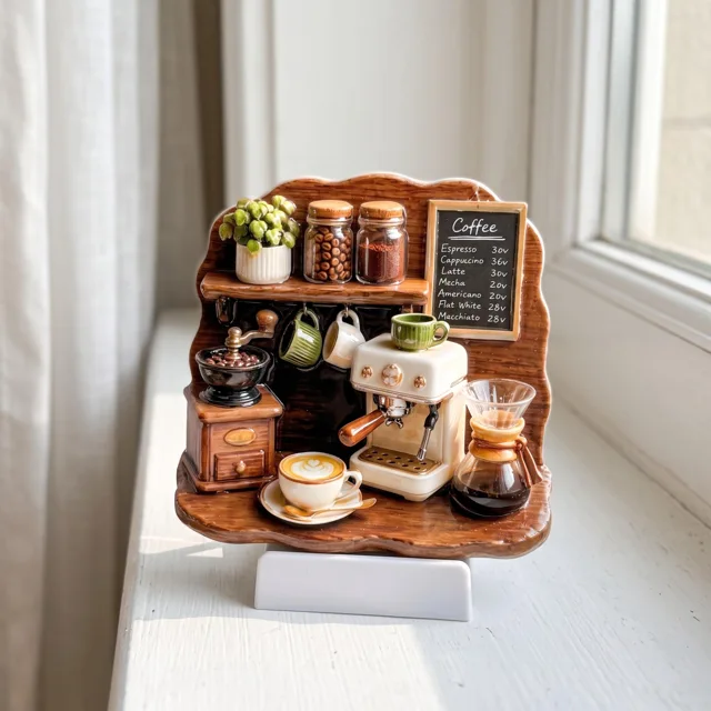 Resin Coffee Shop Refrigerator Magnet, Miniature Café Relief Decor — product photo 6