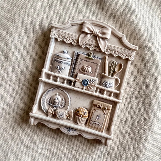 3D Kitchen Hutch Refrigerator Magnet: Resin Miniature Baking Cabinet Decor — product photo 8