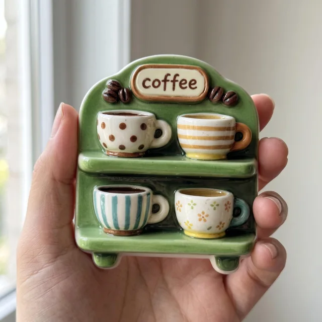 Coffee Mug Refrigerator Magnet, 3D Raised Resin Shelf Decor, Kitchen Fridge Accent — product photo 1