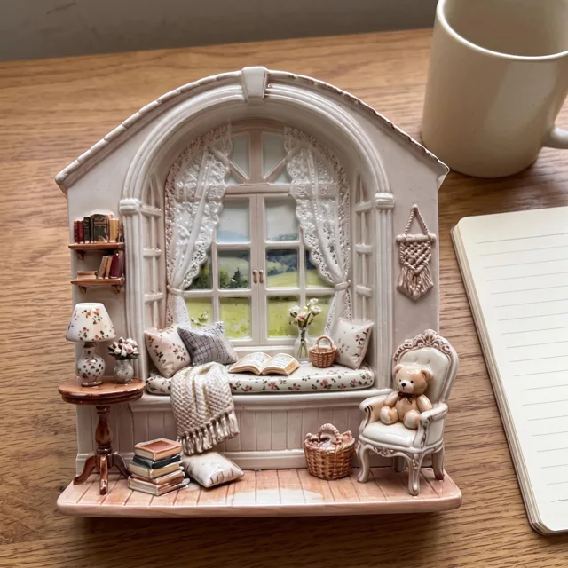 Refrigerator Magnet: 3D Cozy Window Reading Nook Miniature Relief Decor — product photo 7