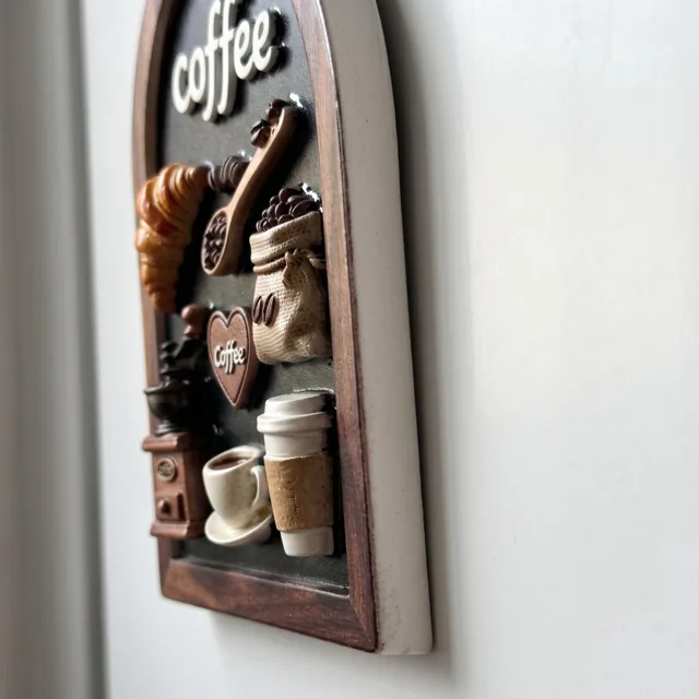Coffee Fridge Magnet, 3D Relief Cafe Decor With Croissant and Coffee Cup — product photo 7