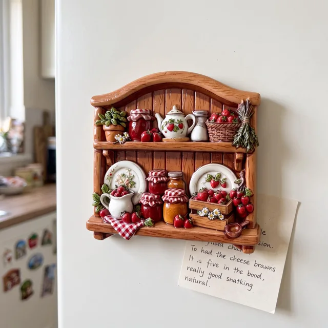 Refrigerator Magnet: 3D Resin Kitchen Pantry Shelf Strawberry Jam Miniature Decor — product photo 8