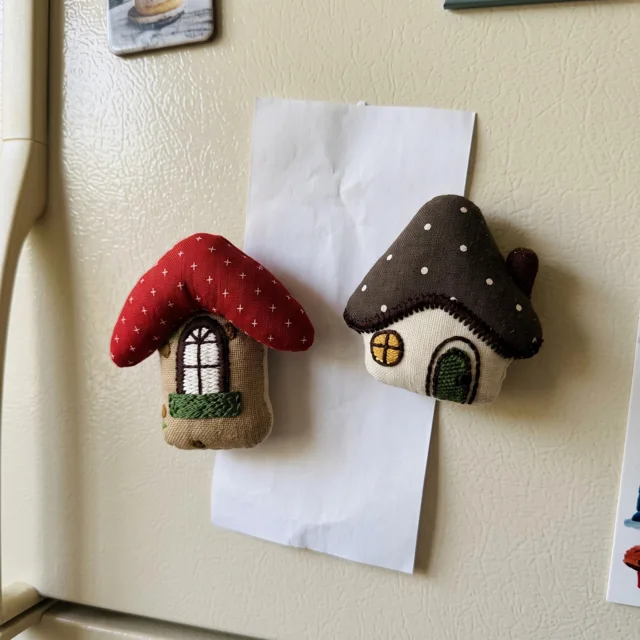 Embroidered Fabric House Fridge Magnet: Padded Cottage Kitchen Decor — product photo 1