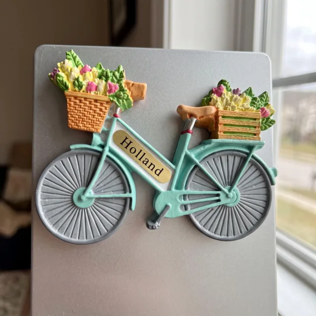 Bicycle Fridge Magnet: Floral Resin Bike Decor for Refrigerator and Home — product photo 2
