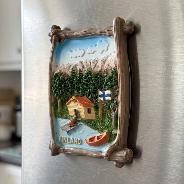 Finland Landscape Fridge Magnet, Hand Painted Travel Souvenir Home Decor — product photo 7