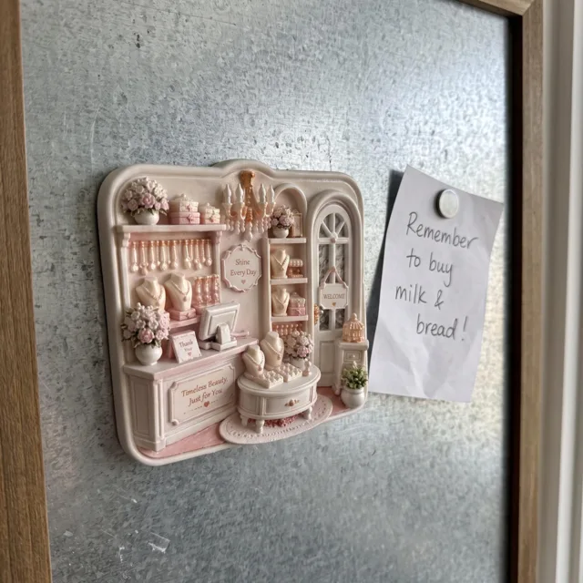 Miniature Room Magnet, Victorian Floral Decor With Arched Door — product photo 7
