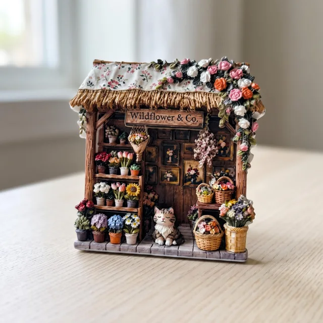 3D Fridge Magnet: Floral Shop Scene, Resin Relief Decor — product photo 7