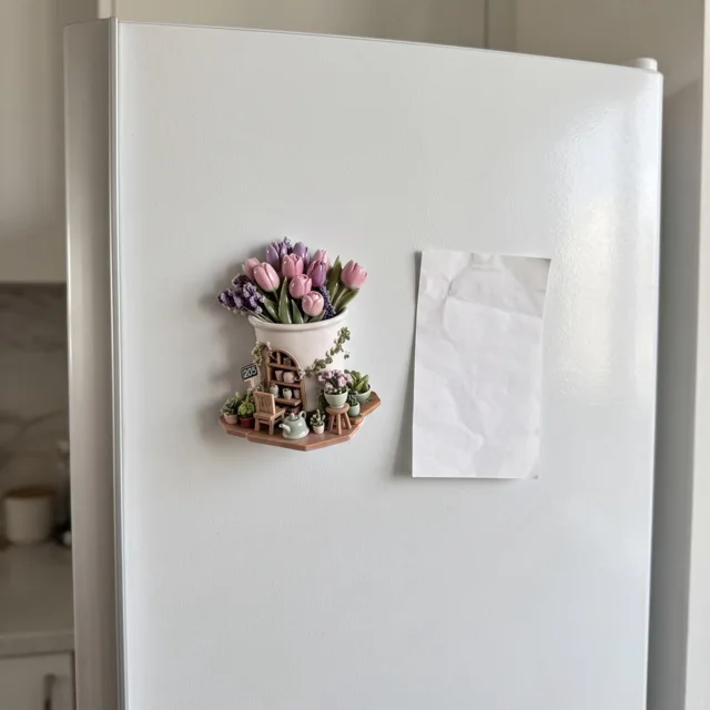 Resin Flower Shop Fridge Magnet, 3D Floral Miniature Decor — product photo 9