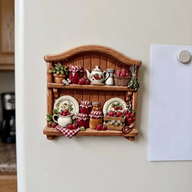 Refrigerator Magnet: 3D Resin Kitchen Pantry Shelf Strawberry Jam Miniature Decor — product photo 1