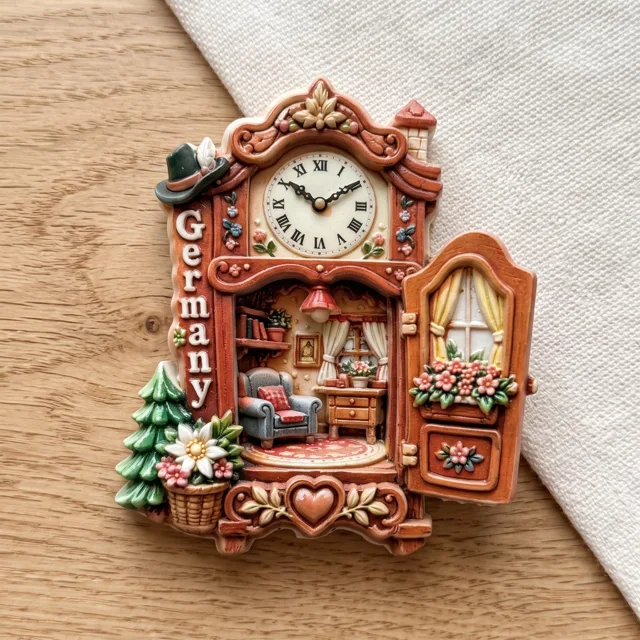 Refrigerator Magnet: 3D Resin Miniature Clock Cabinet Germany Souvenir — product photo 5
