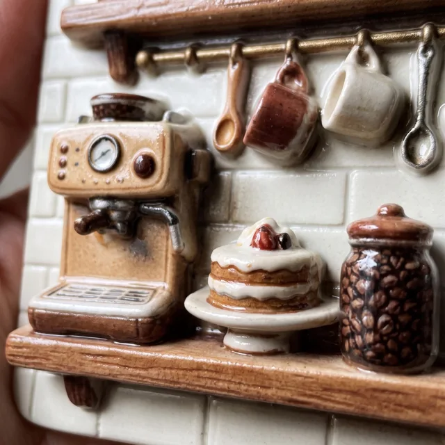 Fridge Magnet, 3D Coffee Shop Shelf Scene, Raised Resin Kitchen Decor — product photo 7