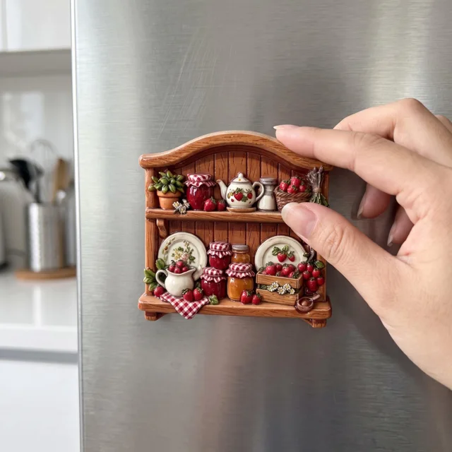 Refrigerator Magnet: 3D Resin Kitchen Pantry Shelf Strawberry Jam Miniature Decor — product photo 7