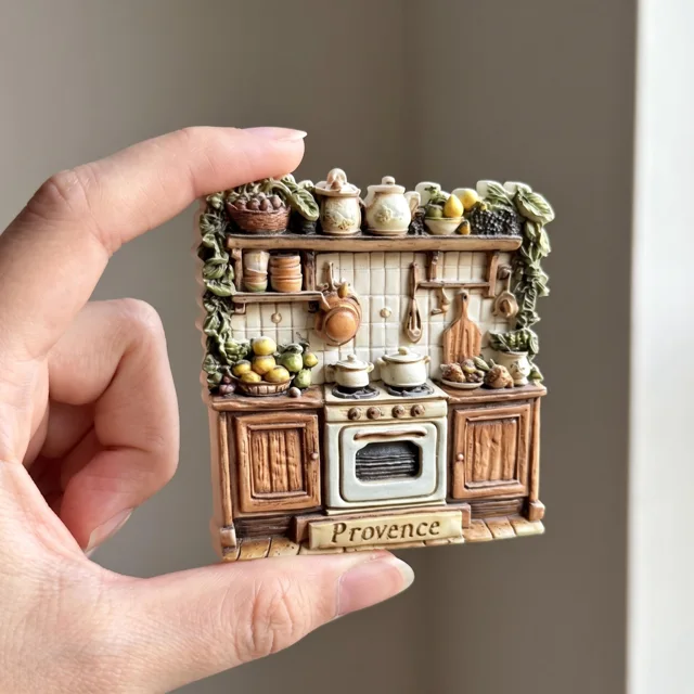 Refrigerator Magnet, Resin Rustic Kitchen Scene With Provence Plaque — product photo 5