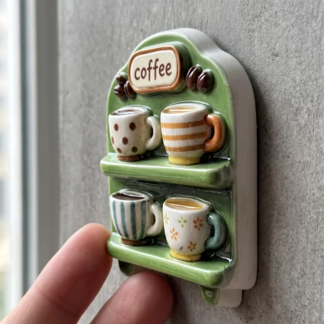 Coffee Mug Refrigerator Magnet, 3D Raised Resin Shelf Decor, Kitchen Fridge Accent — product photo 4