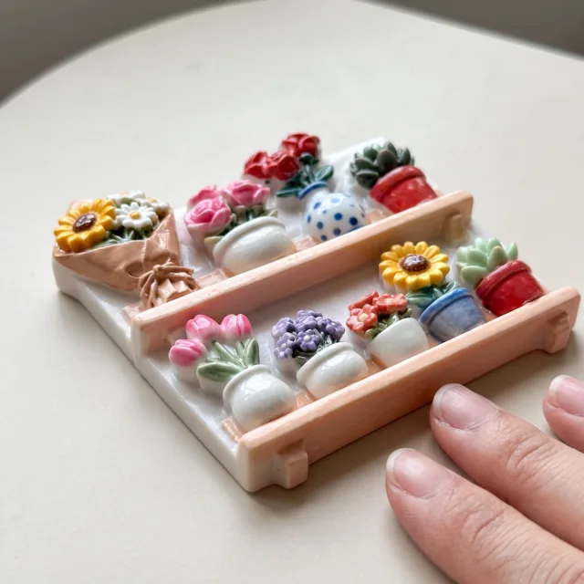 Flower Shelf Fridge Magnet, Colorful Potted Plants Display — product photo 9