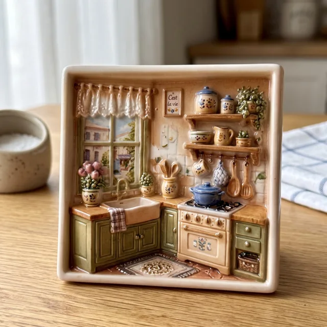Fridge Magnet, Resin Cozy Kitchen Scene Decor — product photo 2