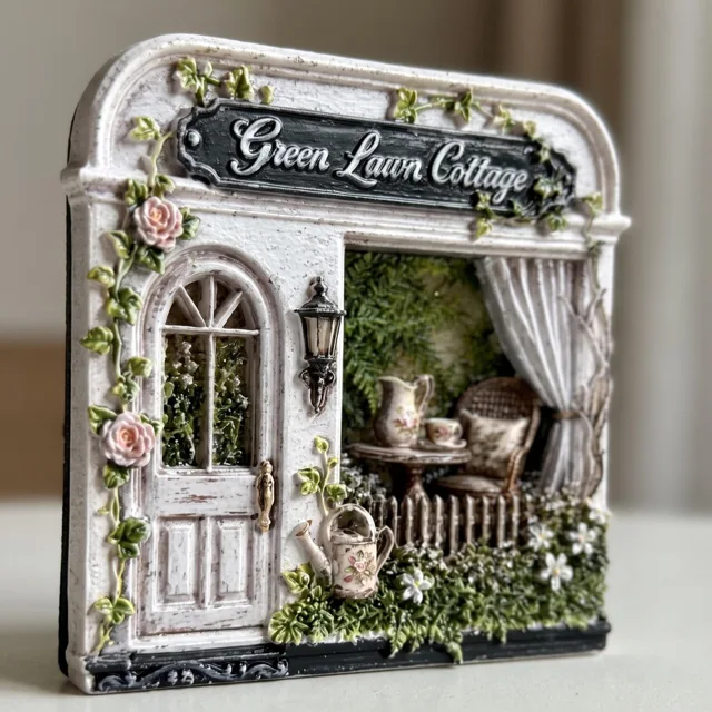 Refrigerator Magnet: 3D Vintage Cottage Door Scene — product photo 4