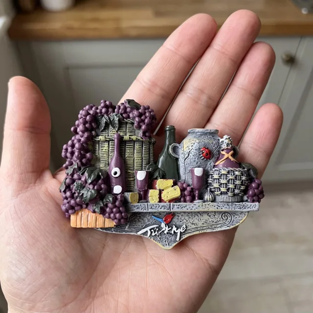 Refrigerator Magnet: Hand Painted Resin 3D Wine and Grapes Decor — product photo 8