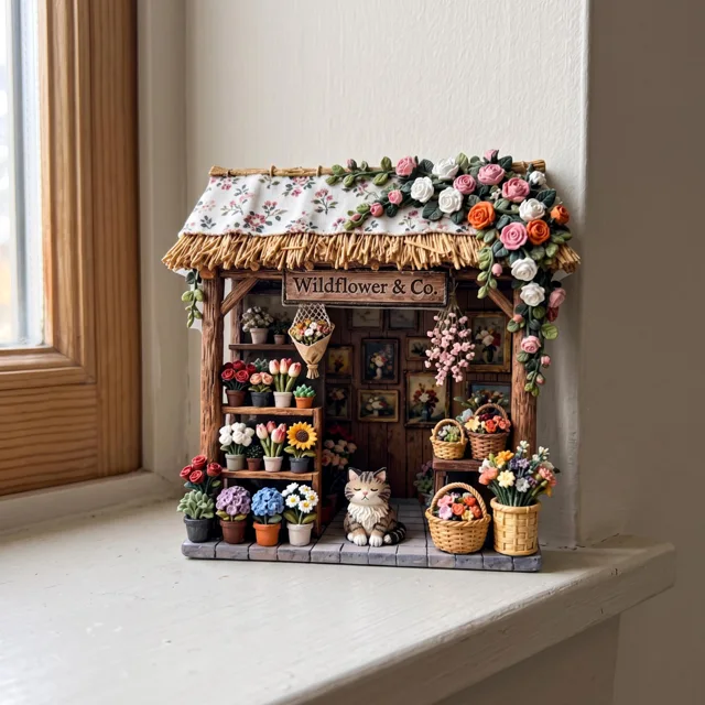 3D Fridge Magnet: Floral Shop Scene, Resin Relief Decor — product photo 4