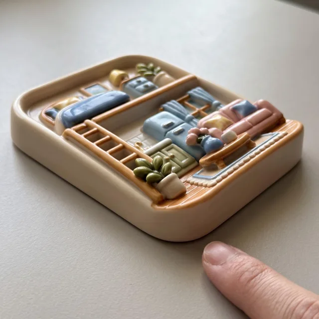 Fridge Magnet Miniature Room Scene With Cozy Home Decor and Plants — product photo 3