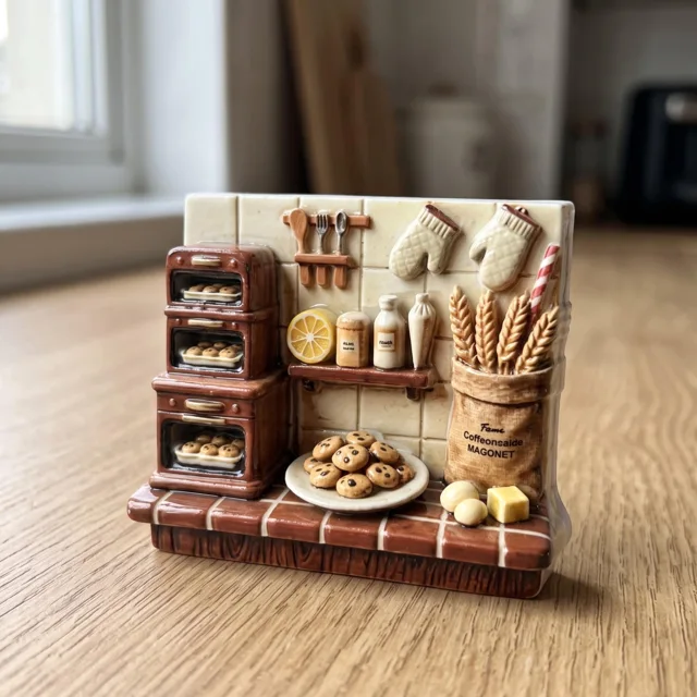 Refrigerator Magnet: 3D Resin Relief Miniature Kitchen Baking Scene — product photo 4