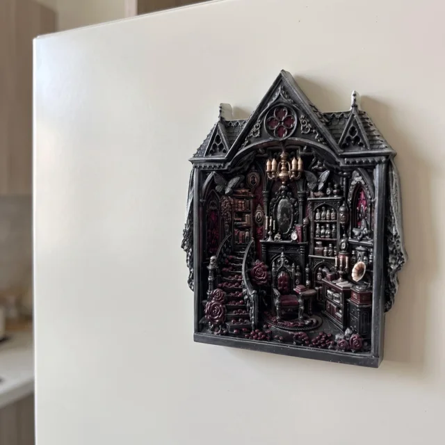 Gothic Castle Fridge Magnet, Resin Dark Fantasy Decor — product photo 5