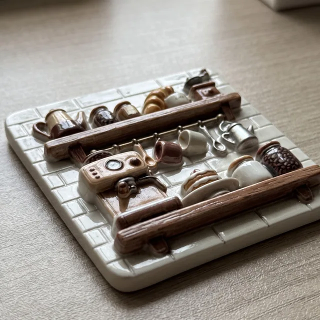 Fridge Magnet, 3D Coffee Shop Shelf Scene, Raised Resin Kitchen Decor — product photo 12