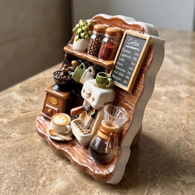 Resin Coffee Shop Refrigerator Magnet, Miniature Café Relief Decor — product photo 9