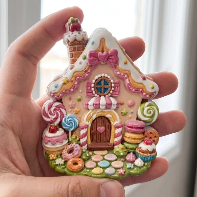Candy House Fridge Magnet: Colorful Dessert Cottage Kitchen Decor — product photo 1