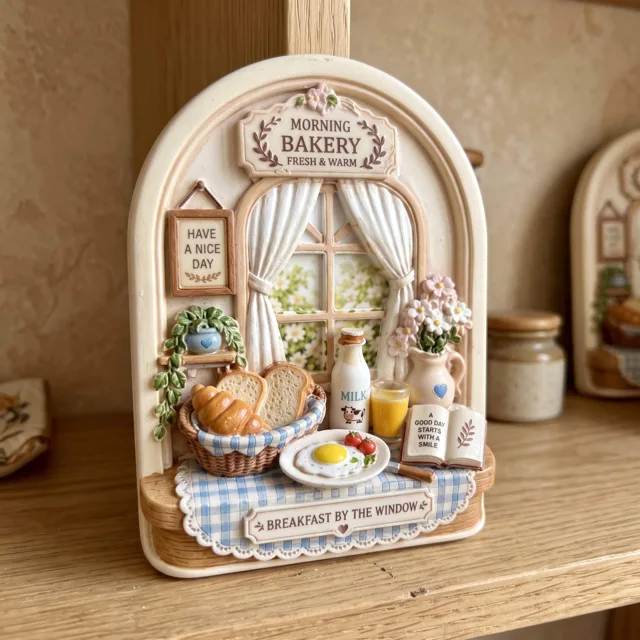 3D Breakfast Window Fridge Magnet, Sculpted Bakery Scene — product photo 2