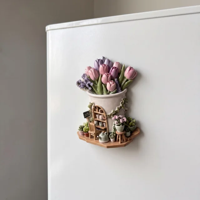 Resin Flower Shop Fridge Magnet, 3D Floral Miniature Decor — product photo 5