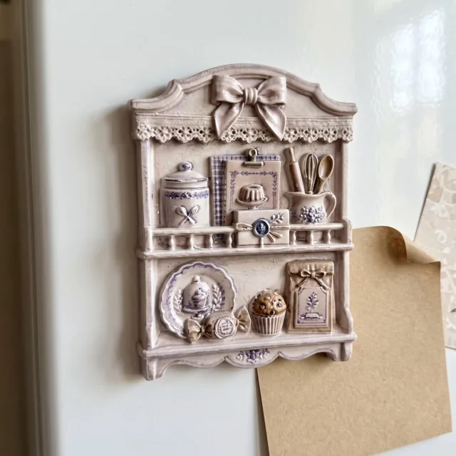 3D Kitchen Hutch Refrigerator Magnet: Resin Miniature Baking Cabinet Decor — product photo 9