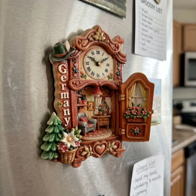 Refrigerator Magnet: 3D Resin Miniature Clock Cabinet Germany Souvenir — product photo 2