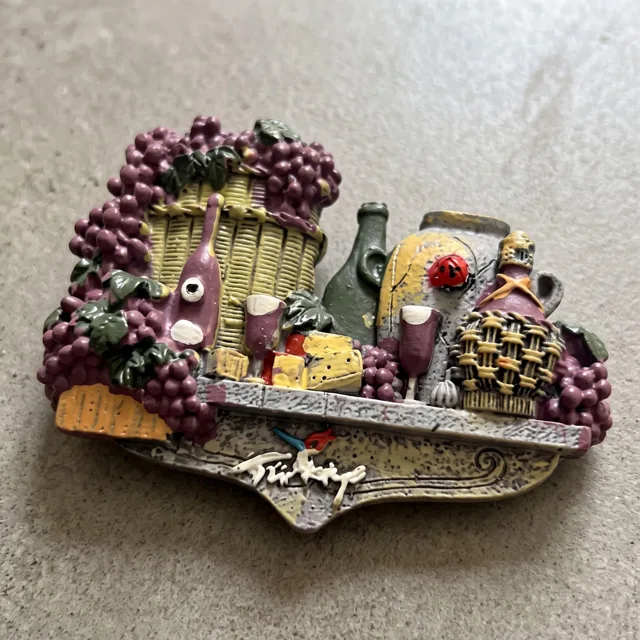 Refrigerator Magnet: Hand Painted Resin 3D Wine and Grapes Decor — product photo 5