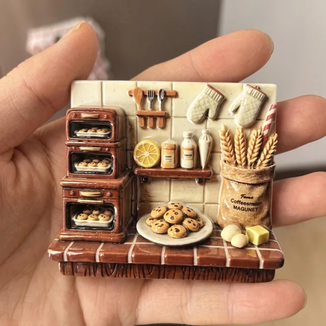 Refrigerator Magnet: 3D Resin Relief Miniature Kitchen Baking Scene — product photo 8