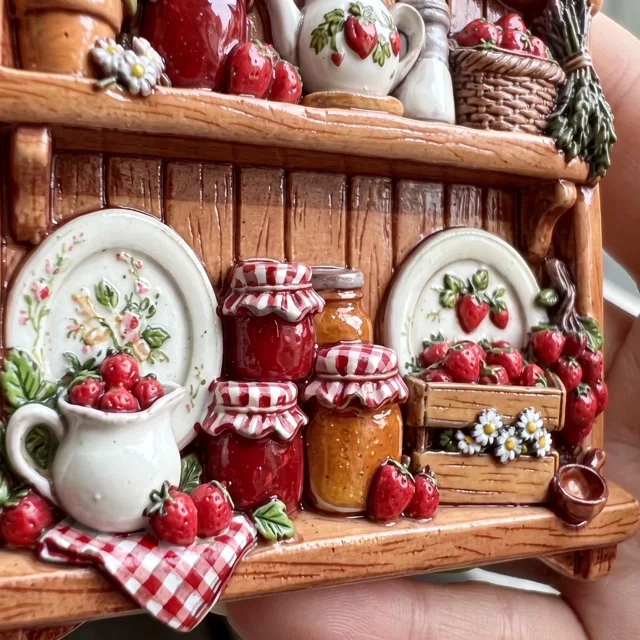 Refrigerator Magnet: 3D Resin Kitchen Pantry Shelf Strawberry Jam Miniature Decor — product photo 6