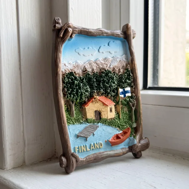 Finland Landscape Fridge Magnet, Hand Painted Travel Souvenir Home Decor — product photo 2