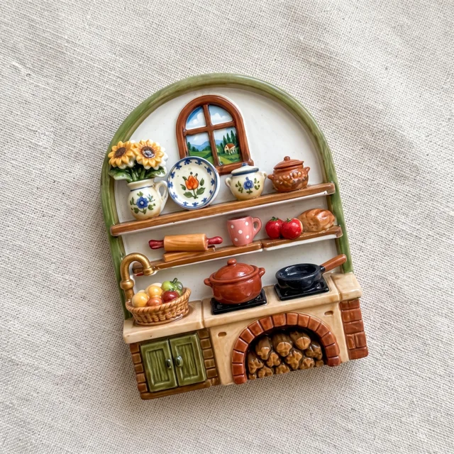 Resin Kitchen Magnet Miniature Shelf Scene, Cozy Home Decor Accent — product photo 4