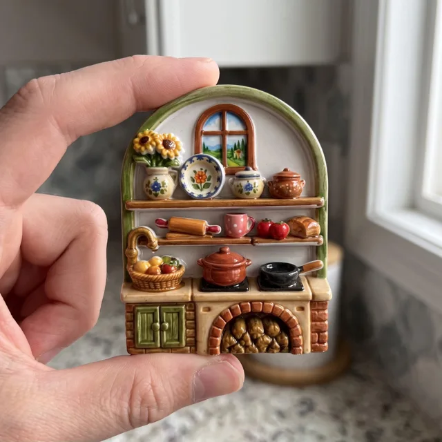 Resin Kitchen Magnet Miniature Shelf Scene, Cozy Home Decor Accent — product photo 10