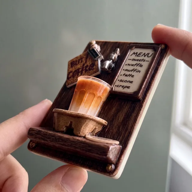Coffee Shop Wooden Fridge Magnet, Mini Cafe Menu Decor — product photo 4