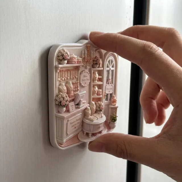 Miniature Room Magnet, Victorian Floral Decor With Arched Door — product photo 8