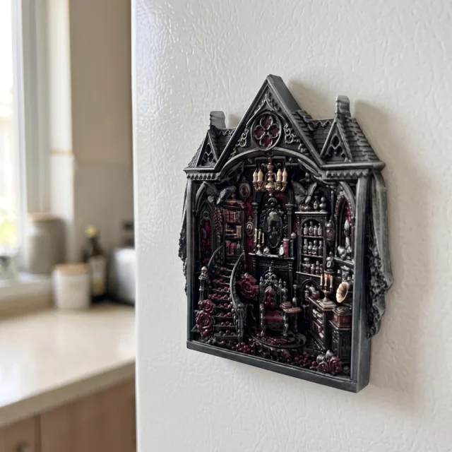 Gothic Castle Fridge Magnet, Resin Dark Fantasy Decor — product photo 6