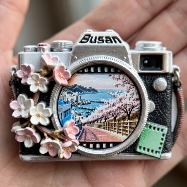 Camera Refrigerator Magnet: 3D Resin Cherry Blossom Travel Souvenir — product photo 4