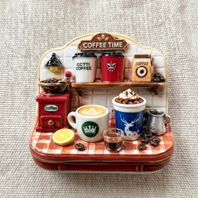 Coffee Bar Refrigerator Magnet: 3D Miniature Cafe Station With Cups and Grinder — product photo 2