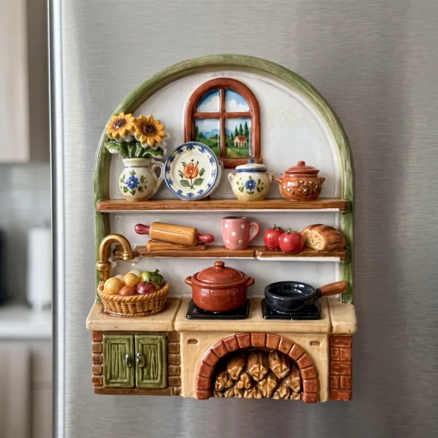 Resin Kitchen Magnet Miniature Shelf Scene, Cozy Home Decor Accent — product photo 6