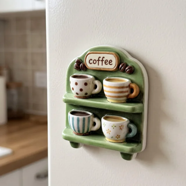 Coffee Mug Refrigerator Magnet, 3D Raised Resin Shelf Decor, Kitchen Fridge Accent — product photo 9