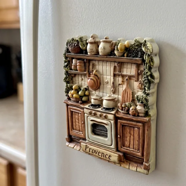 Refrigerator Magnet, Resin Rustic Kitchen Scene With Provence Plaque — product photo 8