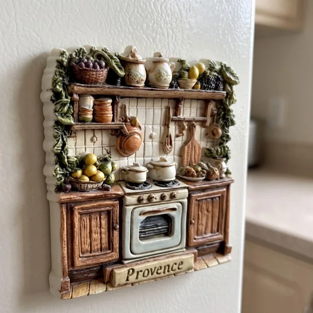 Refrigerator Magnet, Resin Rustic Kitchen Scene With Provence Plaque — product photo 4