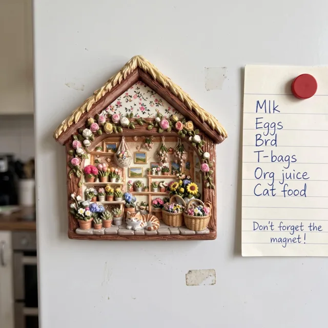 Fridge Magnet, 3D Floral Cottage Shop Resin Decor — product photo 1